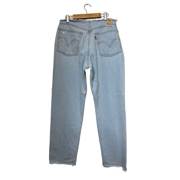 Levi’s Wedgie Straight Ripped Waistband Jeans light indigo destructed blue new - Picture 5 of 14